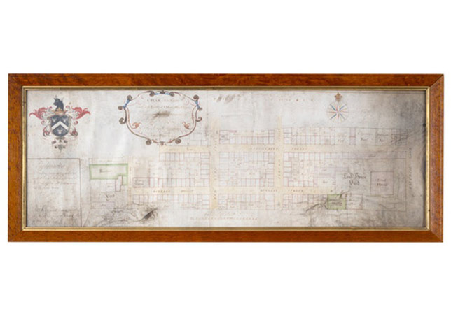 An 18th century framed map of St Mary Whitechapel