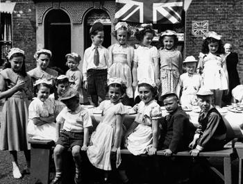 Image of Island children at a street party to celebrate the coronation of Queen 1950s