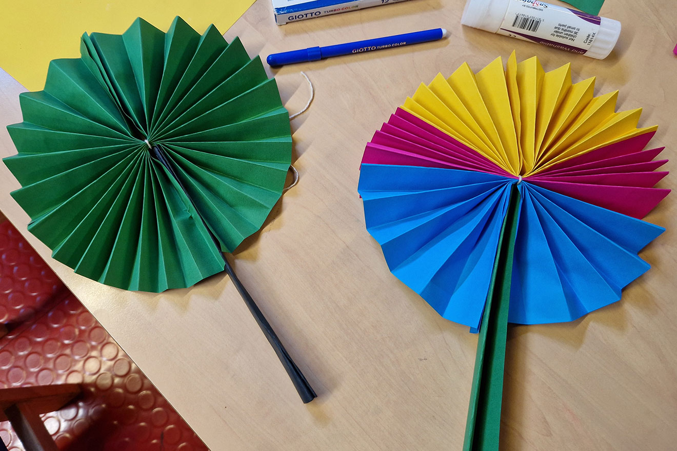 coloured paper fans