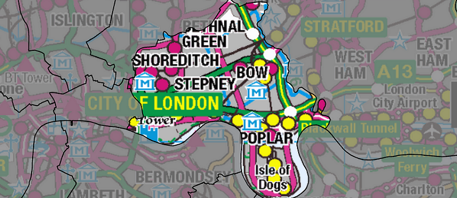 Map outline of Tower Hamlets