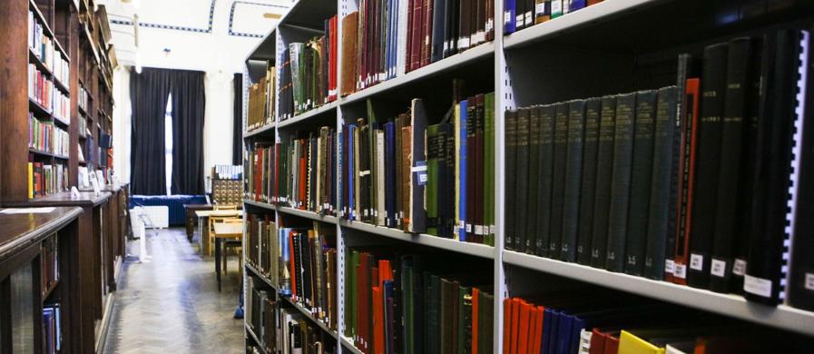 shelves at local history library