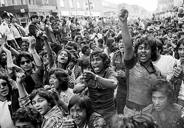 Photograph (c) Paul Trevor of an anti-racist protest in Brick Lane