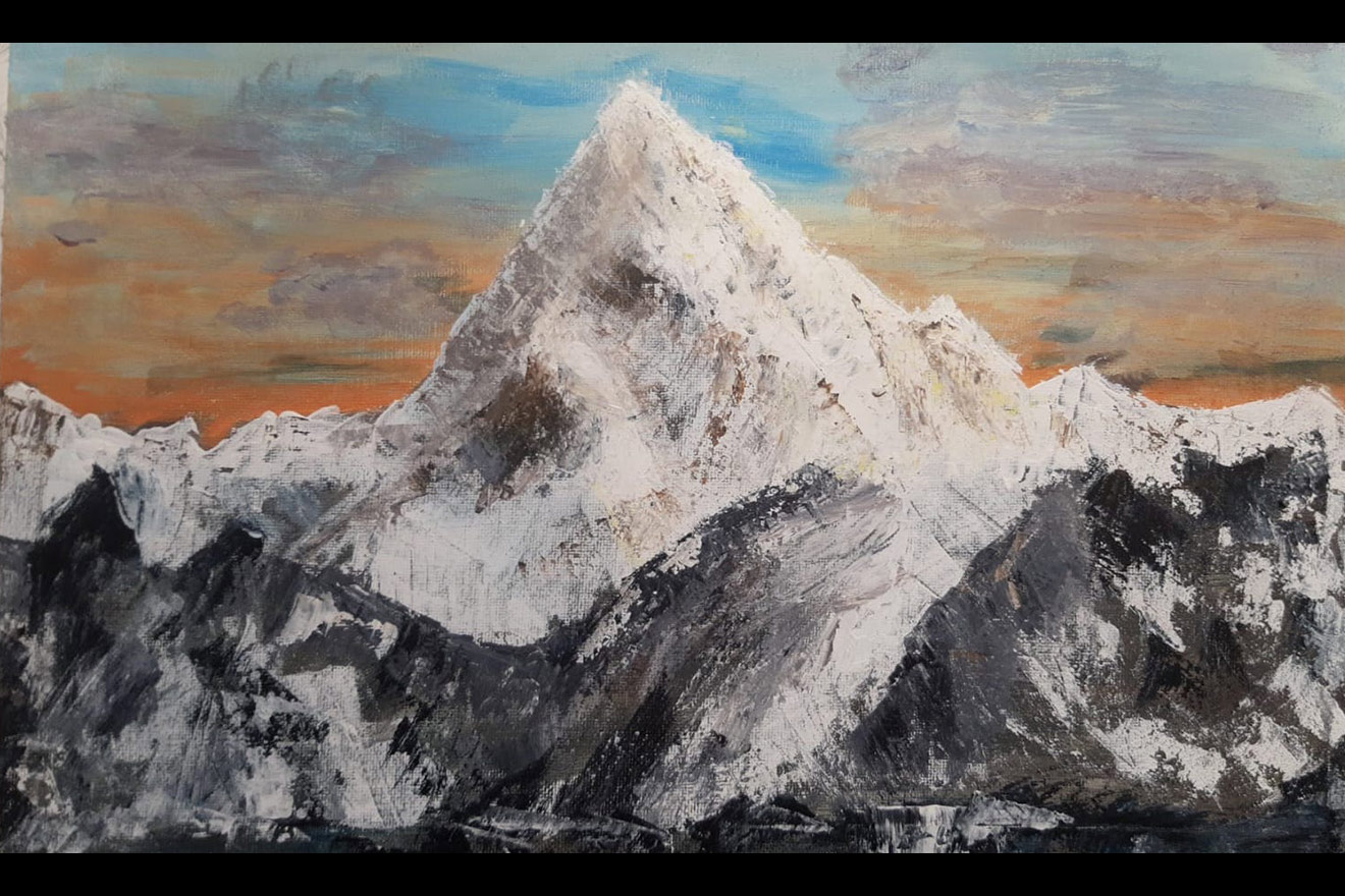 painting of a mountain