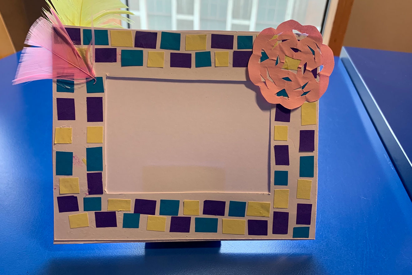 a cardboard frame