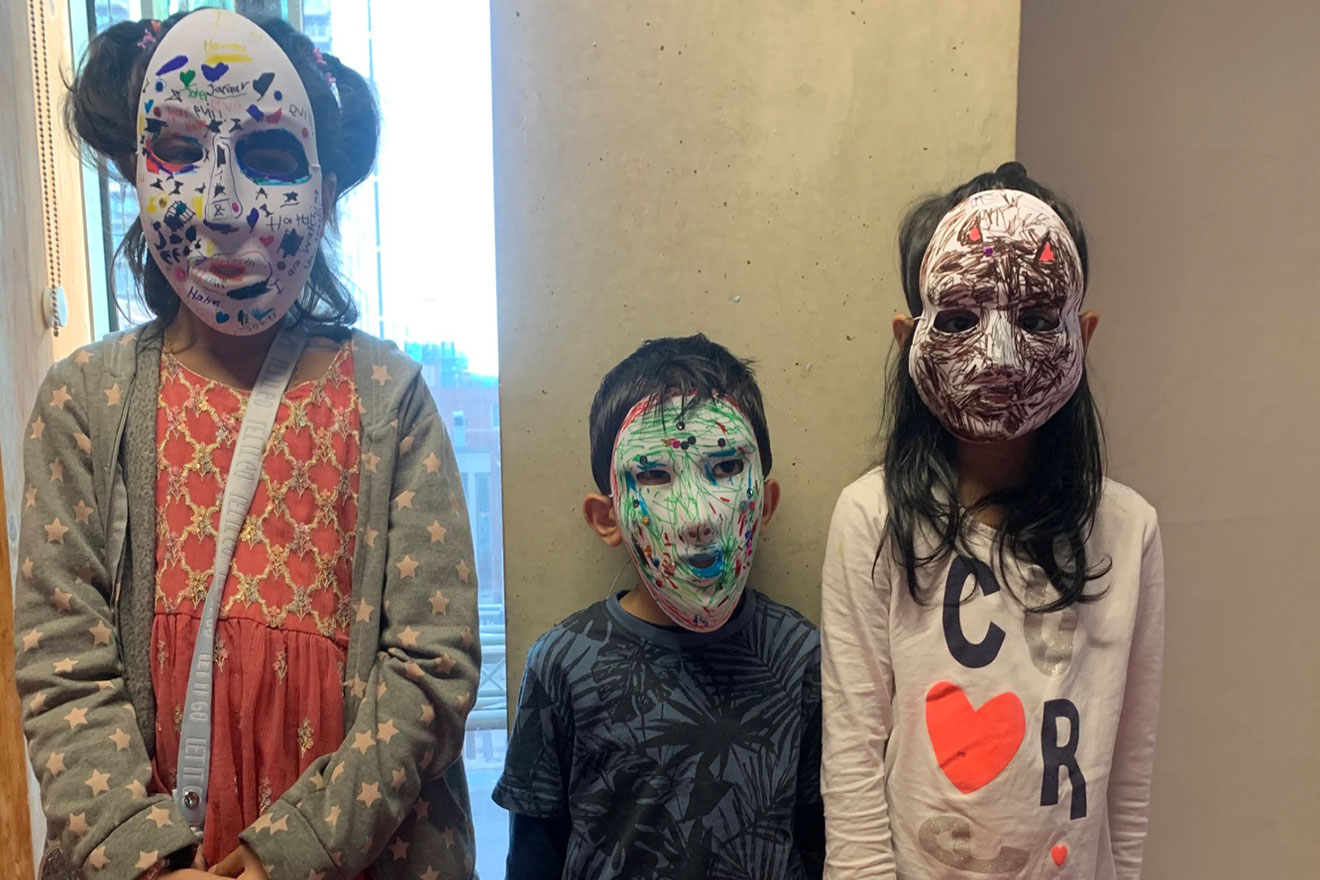 children in masks