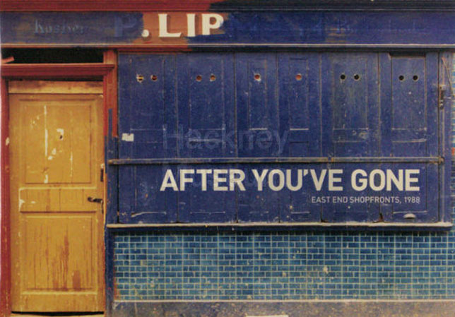 cover of book After You've Gone: East End Shopfronts, 1988